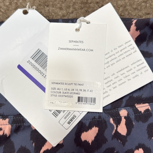 Zimmermann Sculpt Tie Bikini Bottoms Slate Leopard - Picture 4 of 6